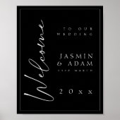 Minimales Schwarz-weißes Script-Wedding Willkommen Poster (Vorne)