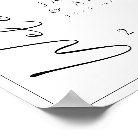 Minimales Schwarz-weißes Script-Wedding Willkommen Poster (Ecke)