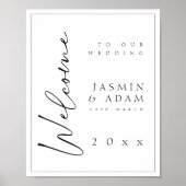 Minimales Schwarz-weißes Script-Wedding Willkommen Poster (Vorne)