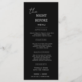 Minimales schwarzes Abendessen am Abend vor der Ho Menükarte