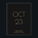 Minimales Schwarzes und Gold modern Save the Date Ankündigungspostkarte<br><div class="desc">Minimales Schwarzes und Gold modern Save the Date</div>