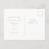 Minimales Schwarzes und Gold modern Save the Date Ankündigungspostkarte (Rückseite)