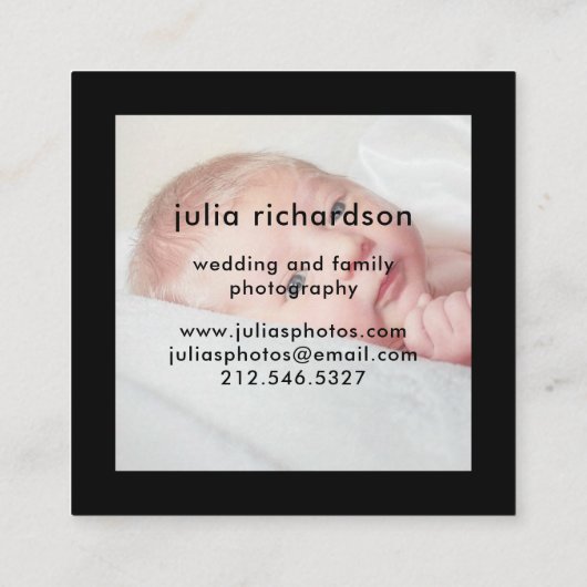 Minimales Schwarzes | zwei Fotos für Fotografen Quadratische Visitenkarte (Rückseite)