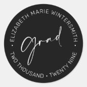 Minimales Script-Abschluss-Einladungsaufkleber Runder Aufkleber (Vorderseite)