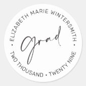 Minimales Script-Abschluss-Einladungsaufkleber Runder Aufkleber (Vorderseite)