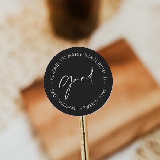 Minimales Script-Abschluss-Einladungsaufkleber Runder Aufkleber