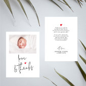 Minimales Script Baby Shower Foto Vielen Dank Mitteilungskarte