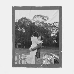 Minimales Script Black & White Couple Foto Fleecedecke