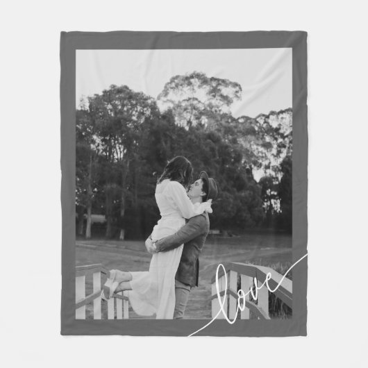 Minimales Script Black & White Couple Foto Fleecedecke (Vorderseite)