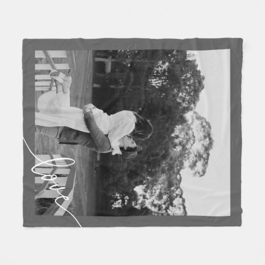 Minimales Script Black & White Couple Foto Fleecedecke (Vorderseite (Horizontal))