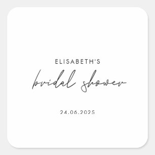 Minimales Script-Brautparty einladen Quadratischer Aufkleber