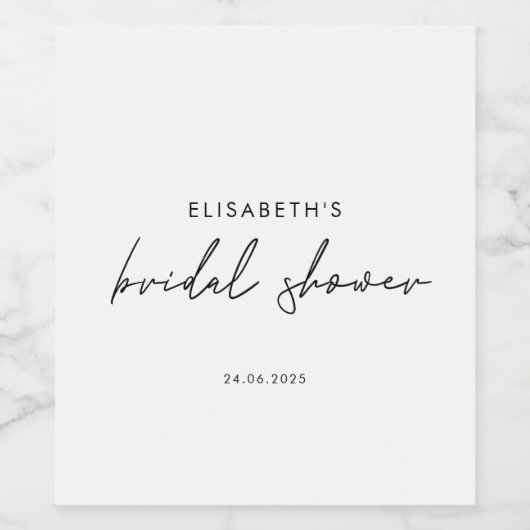 Minimales Script-Brautparty einladen Weinetikett (Einzelnes Label)