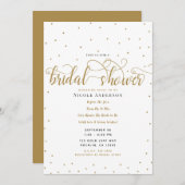 Minimales Script-Brautparty für Gold und Weiß Einladung (Vorne/Hinten)