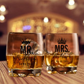 Minimales Script Custom Wedding Set von 2 Whiskyglas
