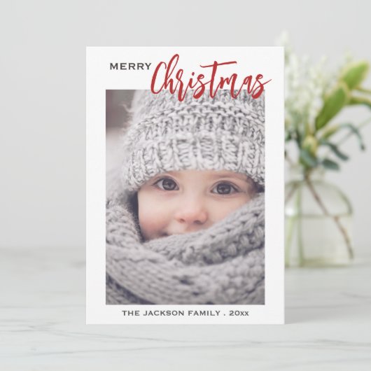 Minimales Script-Foto Frohe Weihnachten (Stehend Vorderseite)