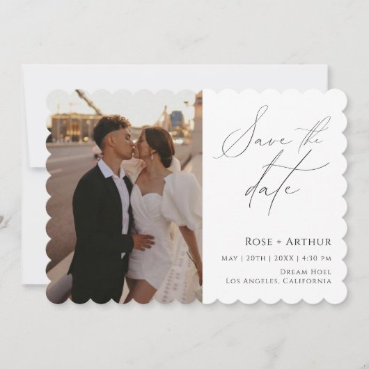 Minimales Script-Foto Save the Date Einladung (Vorderseite)