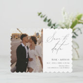 Minimales Script-Foto Save the Date Einladung (Stehend Vorderseite)