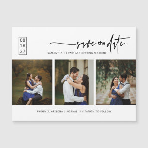 Minimales Script-Foto Save the Date Magnetkarte