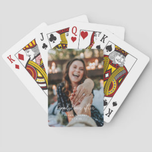 Minimales Script 'Happily Ever After' Couple Foto Spielkarten