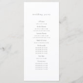 Minimales Script-Hochzeitsprogramm Programm (Rückseite)