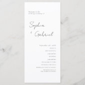 Minimales Script-Hochzeitsprogramm Programm (Vorderseite)