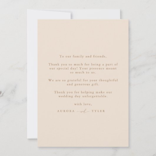 Minimales Script-Hochzeitsskript-Foto Dankeskarte (Rückseite)