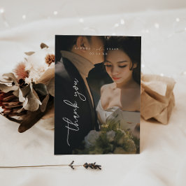 Minimales Script-Hochzeitsskript-Foto Dankeskarte