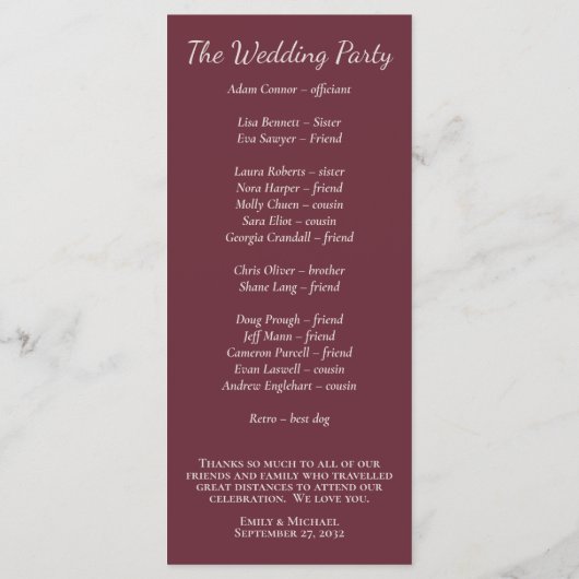 Minimales Script Lila Plum Programm (Rückseite)