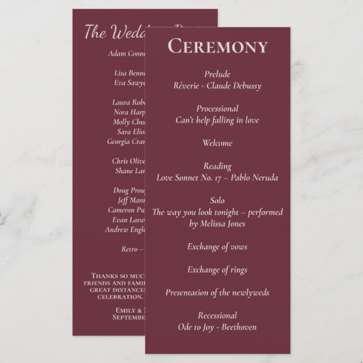 Minimales Script Lila Plum Programm (Vorne/Hinten)