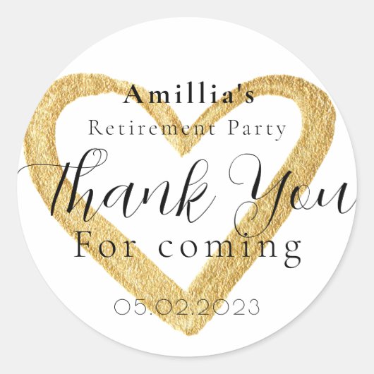 Minimales Script Retirement Party Vielen Dank für Runder Aufkleber (Vorderseite)