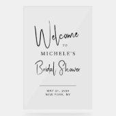Minimales Script Typografy Brautparty Willkommen Acrylschild (Vorderseite)