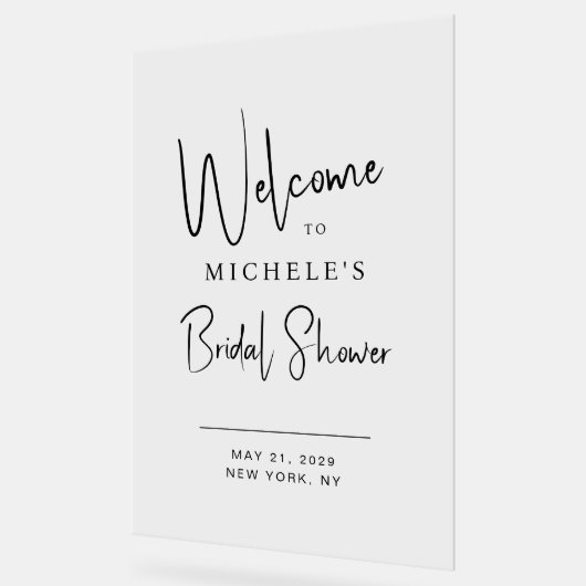 Minimales Script Typografy Brautparty Willkommen Acrylschild (Winkel)