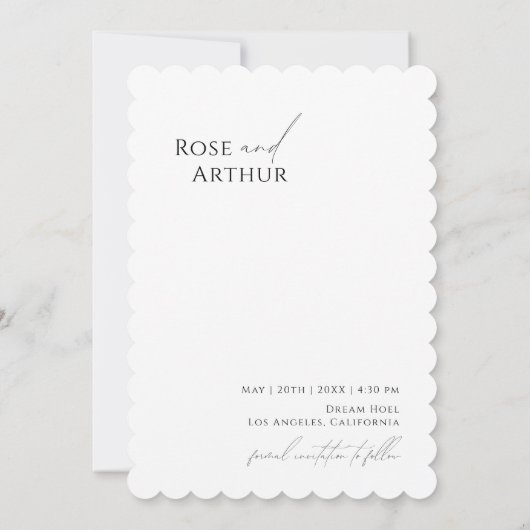 Minimales Script-Vollständiges Foto Save the Date Einladung (Rückseite)