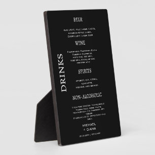 Minimales Skript kühne Hochzeitgetränke Bar Black Fotoplatte