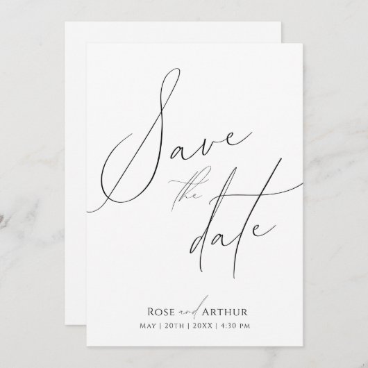 Minimales Skript Save the Date Einladung (Vorne/Hinten)