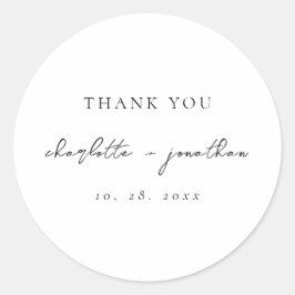 Minimales Skript Schwarz und Weiß Runder Aufkleber