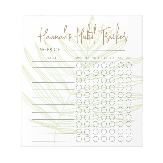 Minimales Skript wöchentlich Habit Tracker Notepad Notizblock (Vorderseite)
