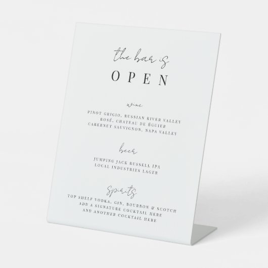 Minimales Skriptmenü für Hochzeiten Sockelschild (Vorderseite)