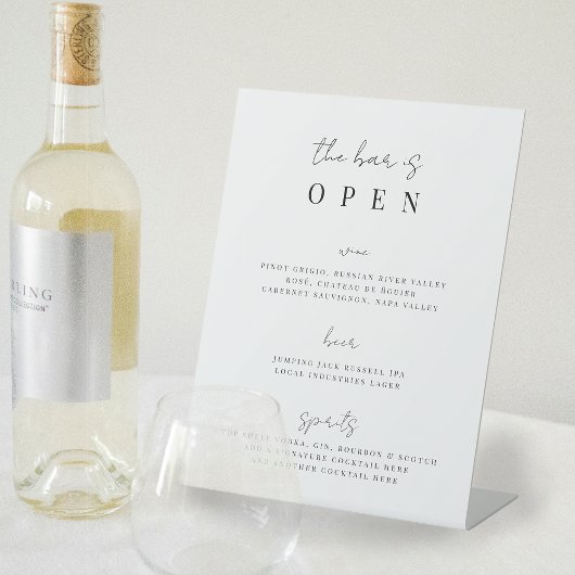 Minimales Skriptmenü für Hochzeiten Sockelschild