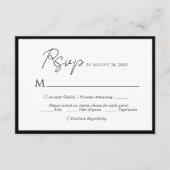 Minimales Skriptmenü Wahl Black Wedding Rsvp Begleitkarte (Vorderseite)