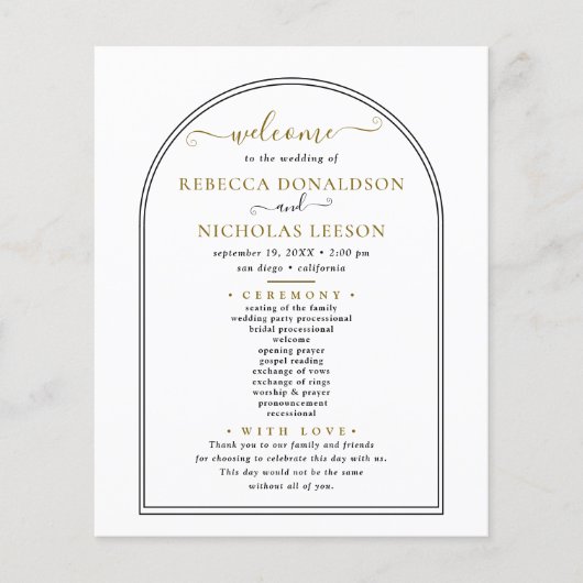 Minimales Skripttext-Hochzeitsprogramm (Vorderseite)