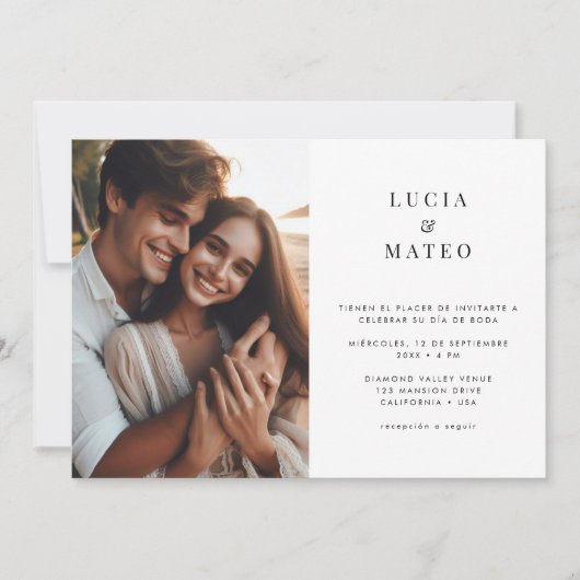 Minimales Spanisches Hochzeitssemble-Foto Einladung (Vorderseite)