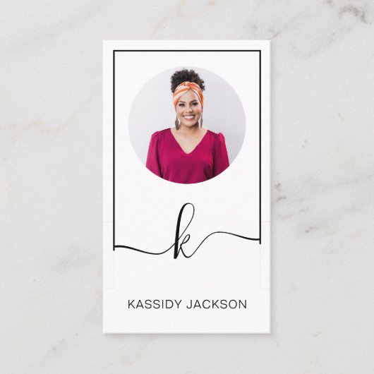 Minimales stylisches Script Monogram Frame Circle  Visitenkarte (Vorderseite)