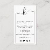 Minimales stylisches Script Monogram Frame Circle Visitenkarte (Rückseite)