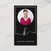 Minimales stylisches Script Monogram Frame Circle Visitenkarte (Vorderseite)