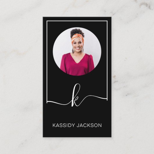 Minimales stylisches Script Monogram Frame Circle  Visitenkarte (Vorderseite)