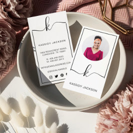 Minimales stylisches Script Monogram Frame Circle Visitenkarte