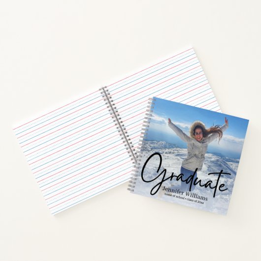 minimales stylish script Foto Abschluss 2025 Notizblock (Innenseite)