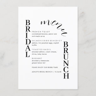 Minimales Text Bridal Brunch-Menü Menükarte