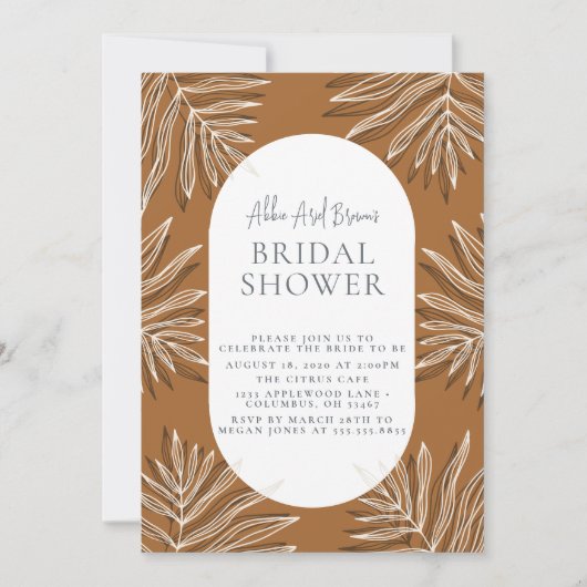 Minimales Text-Script-Boho-Brautparty Einladung (Vorderseite)